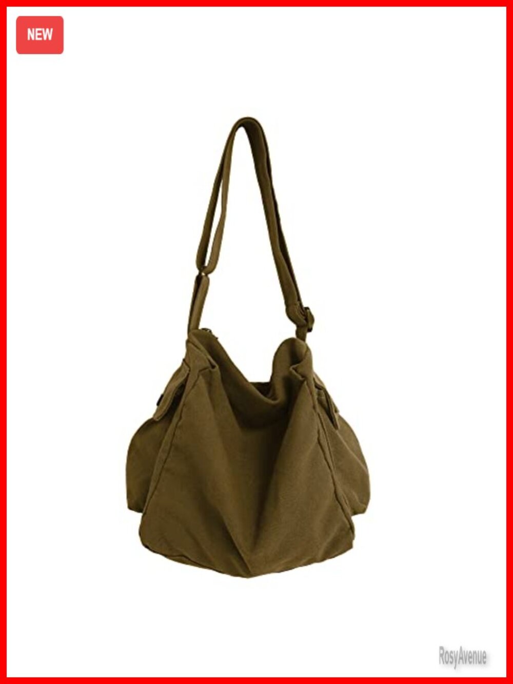 Canvas Hobo Crossbody Messenger Bag with Multiple Pockets Adjustable Strap
